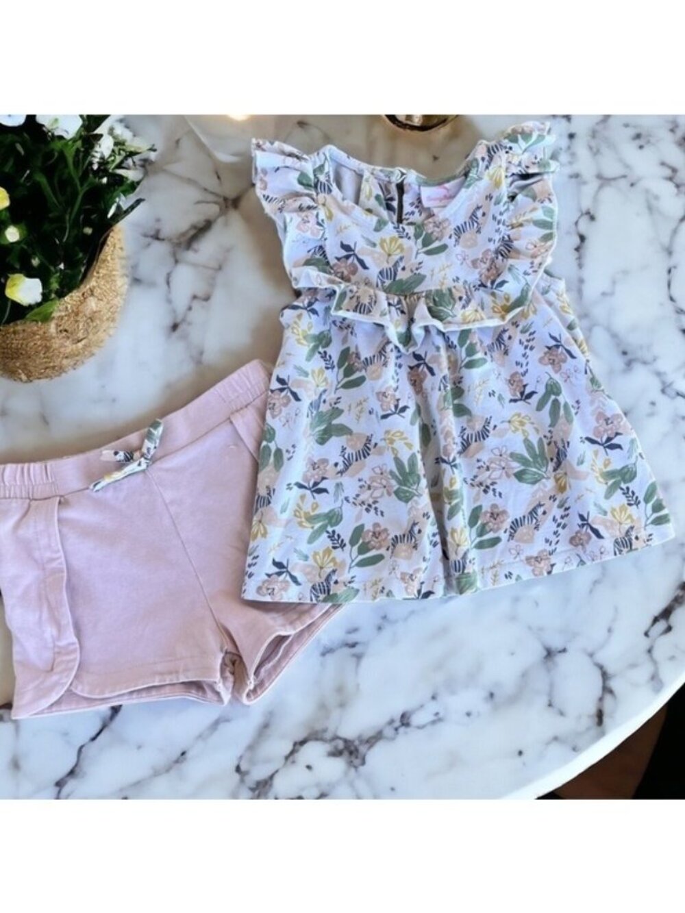 Tommy Bahama Toddler Girl Size 2T Matching Top & Shorts Set Floral Blush - Picture 12 of 12